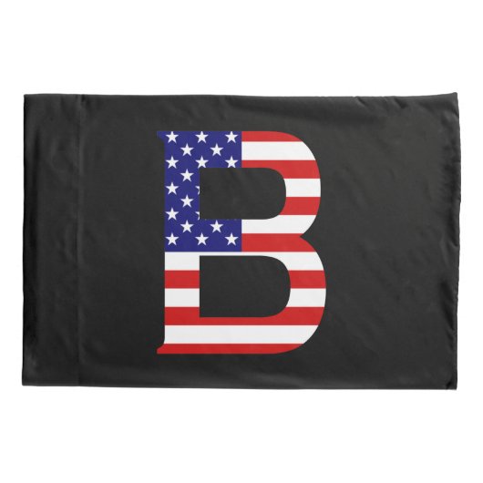 B Monogram overlay op USA Flag pcnt Kussensloop (Achterkant)
