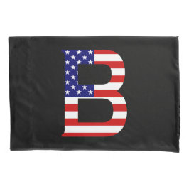 B Monogram overlay op USA Flag pcnt Kussensloop