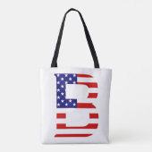 B Monogram overlay op USA Flag stint Tote Bag (Achterkant)