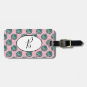 B Monogram Palm Print Turquoise Bagagelabel (Voorkant horizontaal)