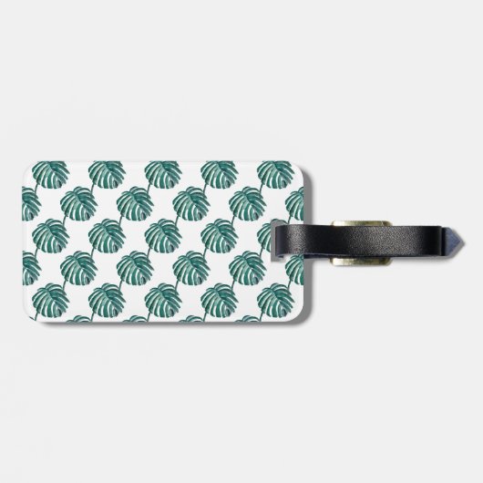 B Monogram Palm Print Turquoise Bagagelabel (Achterkant horizontaal)