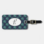 B Monogram Palm Print Turquoise Bagagelabel (Voorkant horizontaal)
