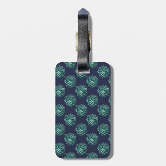 B Monogram Palm Print Turquoise Bagagelabel (Achterkant verticaal)