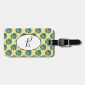 B Monogram Palm Print Turquoise Bagagelabel (Voorkant horizontaal)