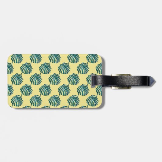 B Monogram Palm Print Turquoise Bagagelabel (Achterkant horizontaal)