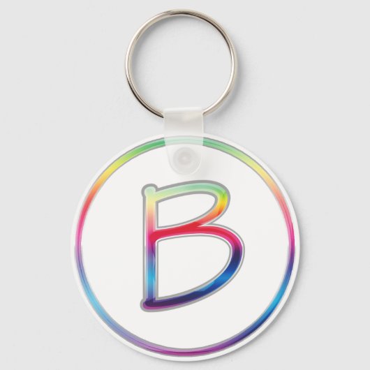 B Monogram regenboogstraal Sleutelhanger (Voorkant)