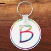 B Monogram regenboogstraal Sleutelhanger (Voorkant)