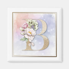 B Monogram Roze Floral Magneet