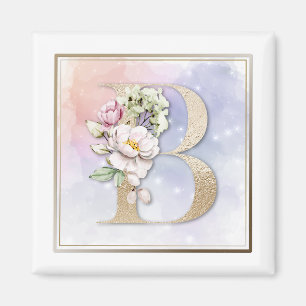 B Monogram Roze Floral Magneet