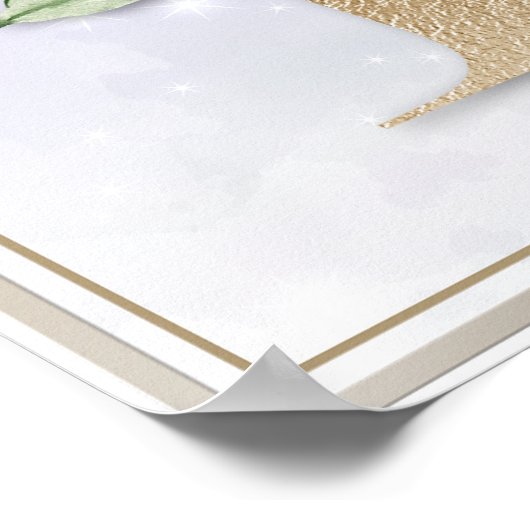 B Monogram Roze Floral Poster (Hoek)