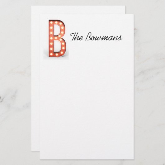 B Monogram selectiekader personaliseren Briefpapier (Voorkant / Achterkant)