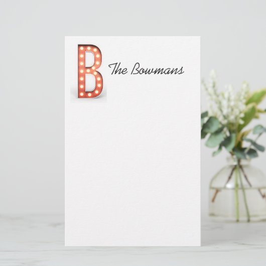 B Monogram selectiekader personaliseren Briefpapier (Staand voorkant)