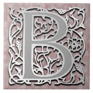 B Monogram "Silver Stone" Keramische Tegel Tegeltje