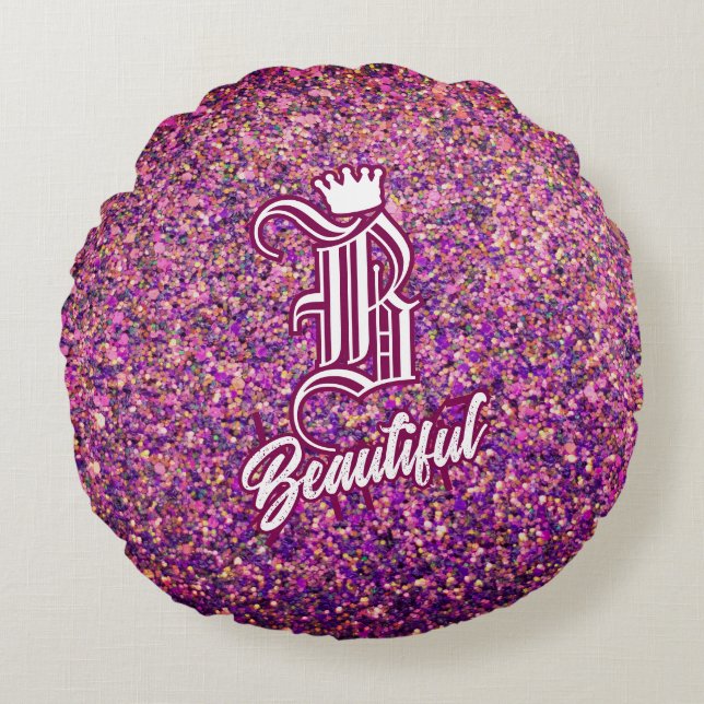 B Mooie roze ronde kussen (Voorkant)