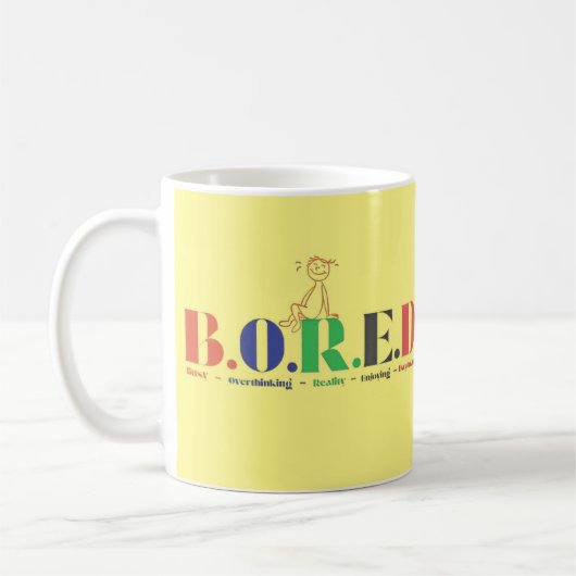 B.O.R.E.D.-acroniem stijl Koffiemok (Links)