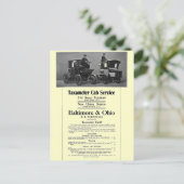 B+O Railroad Taxameter Cab Service 1908 Briefkaart (Staand voorkant)