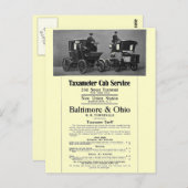 B+O Railroad Taxameter Cab Service 1908 Briefkaart (Voorkant / Achterkant)