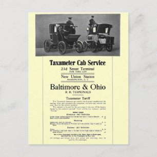 B+O Railroad Taxameter Cab Service 1908 Briefkaart