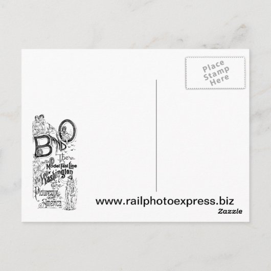 B&O Railroad-The Model Fast Line 1869 Briefkaart (Achterkant)