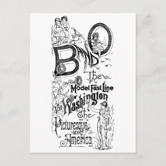 B&O Railroad-The Model Fast Line 1869 Briefkaart (Voorkant)