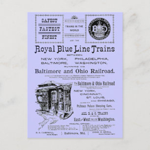 B+O Royal Blue Line Trains 1910 Briefkaart