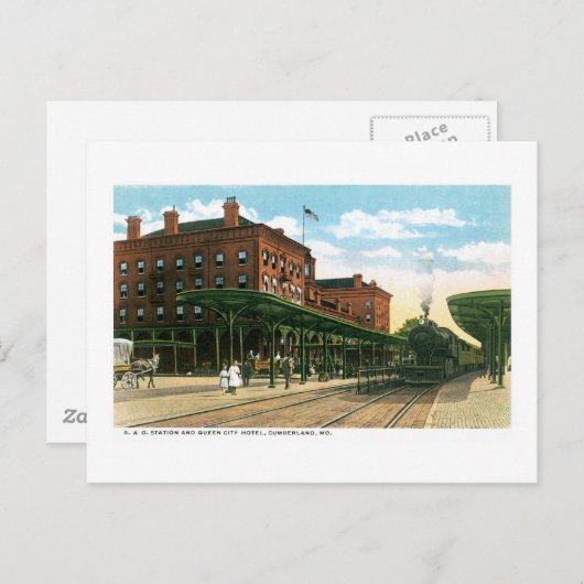 B&O-station & Queen City Hotel, Cumberland, MD Briefkaart (Voorkant / Achterkant)