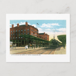 B&O-station & Queen City Hotel, Cumberland, MD Briefkaart