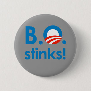 B.O. Stinks / Anti-Obama Ronde Button 5,7 Cm