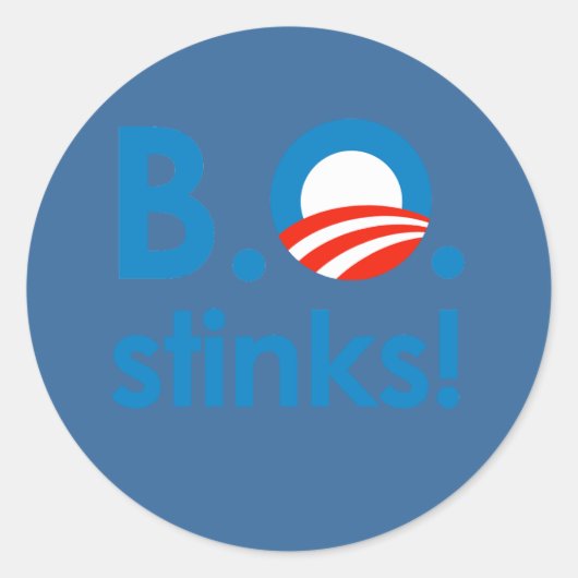 B.O. Stinks / Anti-Obama Ronde Sticker (Voorkant)