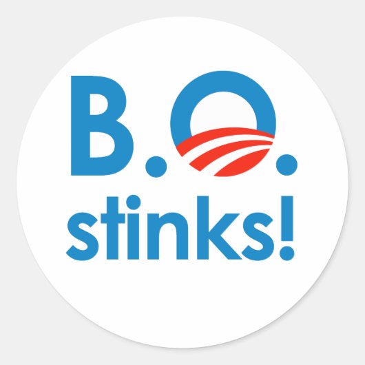 B.O. Stinks / Anti-Obama Ronde Sticker (Voorkant)