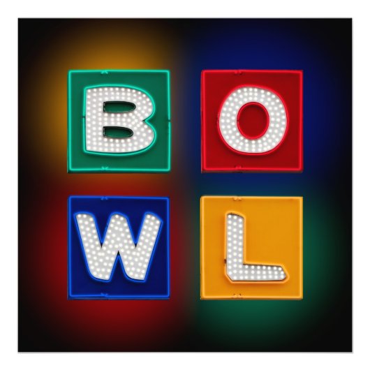 B O W L, Bowling Muur Kunst Foto Afdruk (Voorkant)