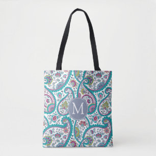 B Persian Boteh Paisley Pattern Monogram Canvas ta Tote Bag