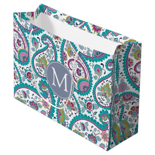 B Perzische Bothe Paisley Patroon Monogram LGift B Large Cadeautasje (Voorkant Gekanteld)