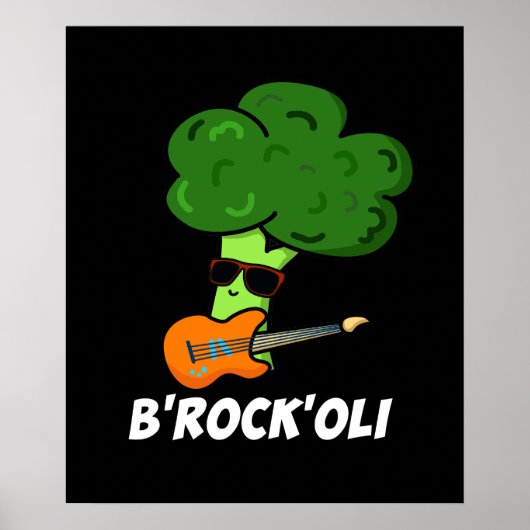 B-Rock-Oli Funny Rocker Broccoli Pun Dark BG Poster (Voorkant)