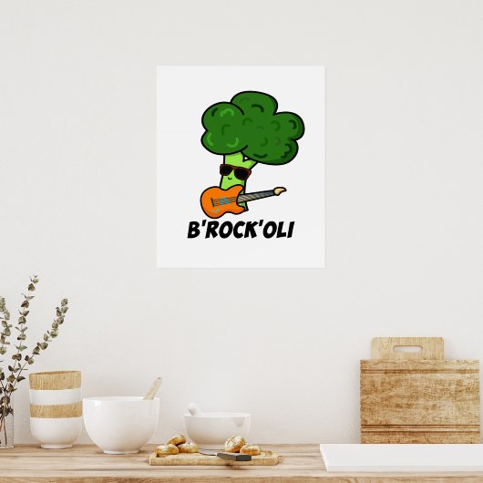 B-Rock-Oli Funny Rocker Broccoli Pun Poster (Keuken)