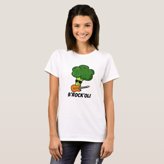 B-Rock-Oli Funny Rocker Broccoli Pun T-shirt (Voorkant volledig)