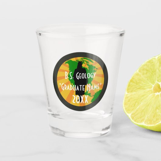 B.S. Geology Afstuderen Logo (Vrouw Afstuderen) Shot Glas (Voorkant)