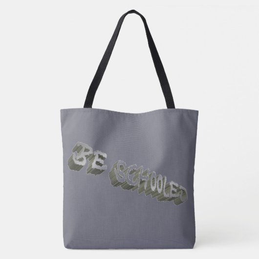 B Schooled Grey-Wht Tote Bag (Achterkant)