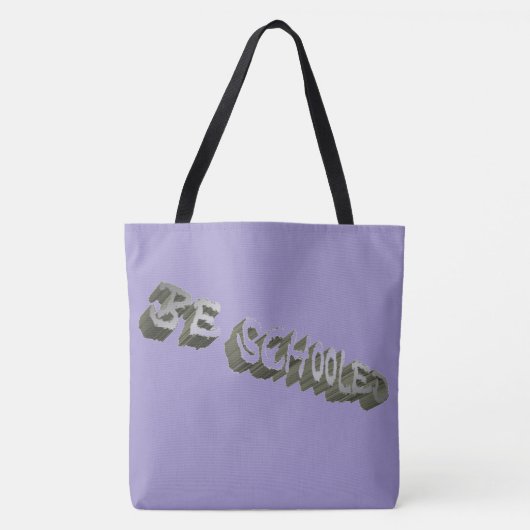 B Schooled Grey-Wht Tote Bag (Voorkant)