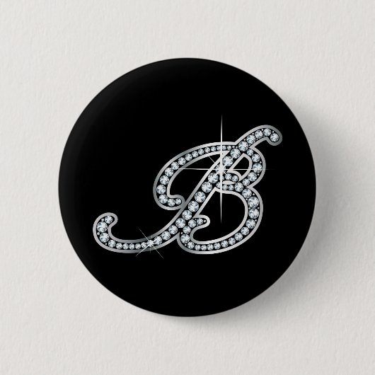 B script "Diamond Bling" Ronde Button 5,7 Cm (Voorkant)