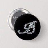 B script "Diamond Bling" Ronde Button 5,7 Cm (Voorkant /achterkant)