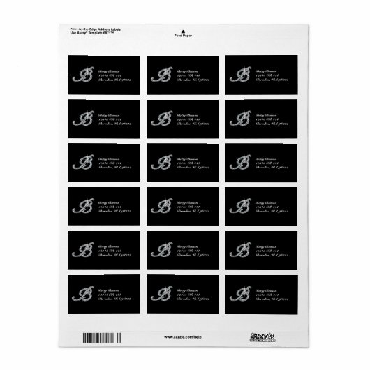 B Script Faux-"Diamond Bling" Etiket (Full Sheet)