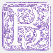 "B" Sierlijk Monogram Vierkante Sticker (Voorkant)