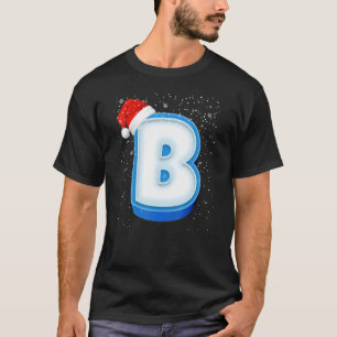 B Snowy Capital Kerstmonogram Alphabet Letter T-shirt