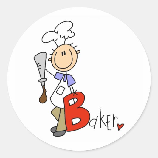 B staat voor Baker Ronde Sticker (Voorkant)