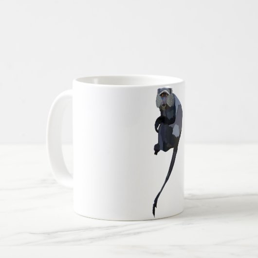 B staat voor Blue Monkey Koffiemok (Voorkant links)