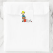 B staat voor Bouwer Vierkante Sticker (Tas)