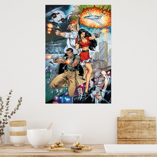 B@stard Stew Action Comic Art van Al Rio Poster (Keuken)