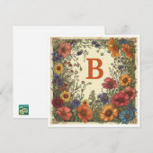 "B" Trinidad Sinaasappel: Bloom & Monogram Feestdagenkaart (Voorkant / Achterkant)