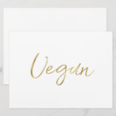 "B Vegan" Bord | Stijlvolle Gouden Handgeschreven  Kaart (Voorkant / Achterkant)